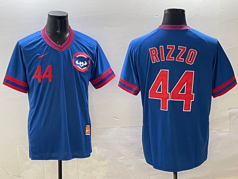 Men Chicago Cubs #44 Rizzo Blue Throwback Game 2025 Nike MLB Jersey style 5